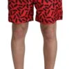 Dolce & Gabbana Red Patterned Beachwear Shorts Men's Swimwear 1 Dolce & Gabbana Red Patterned Beachwear Shorts Men's Swimwear -Lux Lair Store 1494605