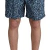 Dolce & Gabbana Blue Patterned Print Beachwear Shorts Men's Swimwear