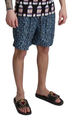 Dolce & Gabbana Blue Patterned Print Beachwear Shorts Men's Swimwear 9 Dolce & Gabbana Blue Patterned Print Beachwear Shorts Men's Swimwear -Lux Lair Store 1494834