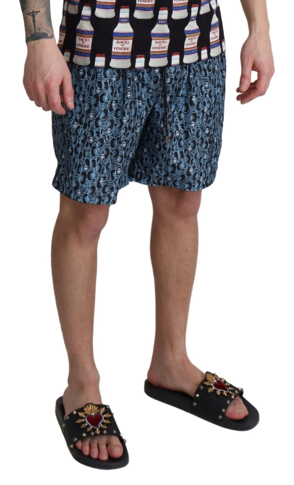 Dolce & Gabbana Blue Patterned Print Beachwear Shorts Men's Swimwear 6 Dolce & Gabbana Blue Patterned Print Beachwear Shorts Men's Swimwear - Image 4