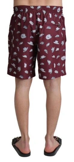 Dolce & Gabbana Maroon Hats Print Beachwear Shorts Men's Swimwear -Lux Lair Store 1494870