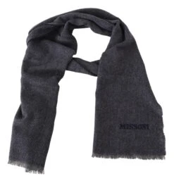 Missoni Elegant Black Wool Scarf With Logo Men's Embroidery 8 Missoni Elegant Black Wool Scarf With Logo Men's Embroidery -Lux Lair Store 1497726