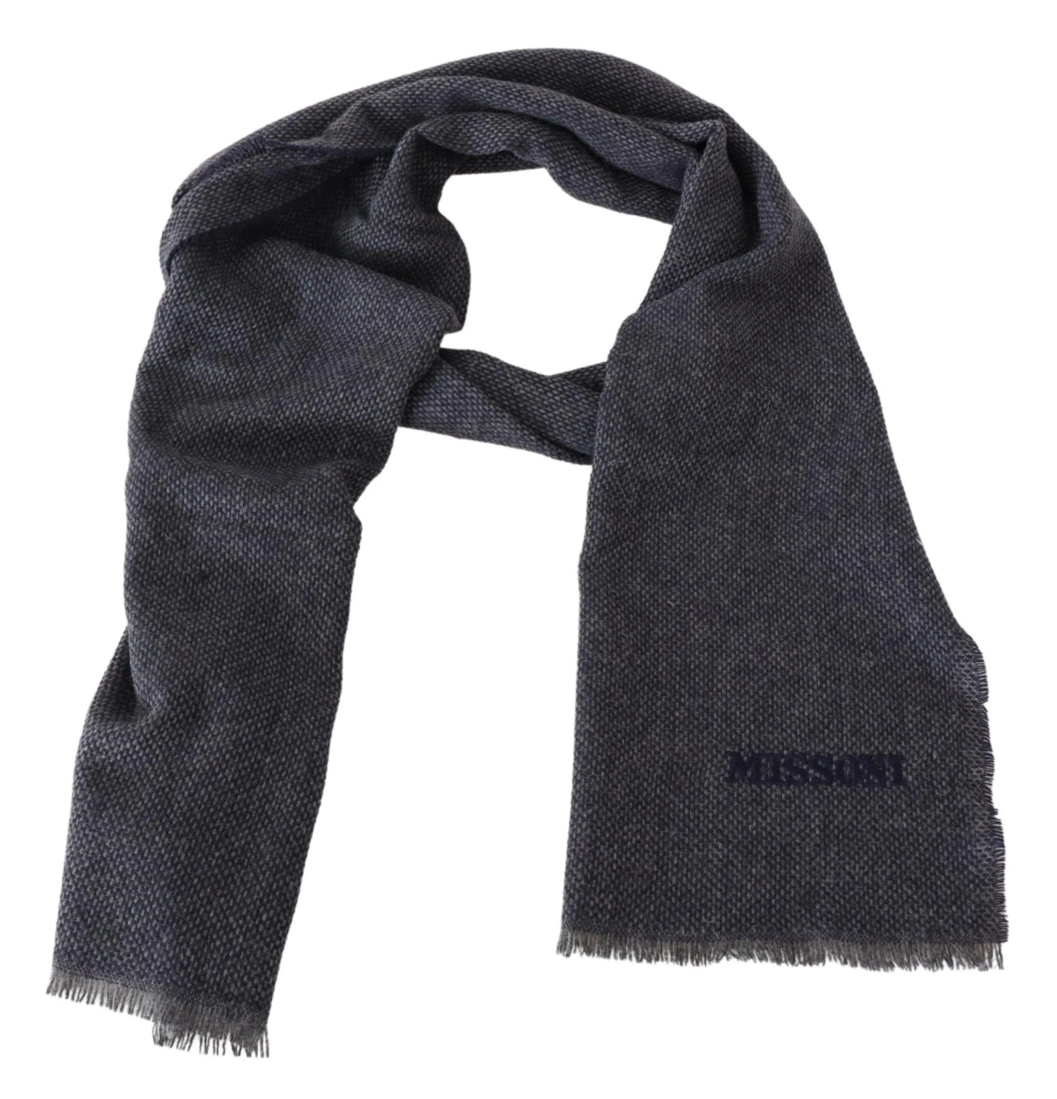 Missoni Elegant Black Wool Scarf With Logo Men's Embroidery 5 Missoni Elegant Black Wool Scarf With Logo Men's Embroidery - Image 3