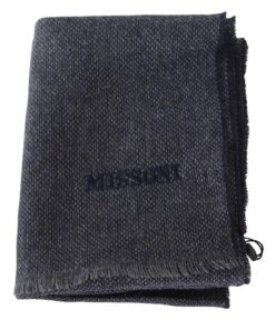 Missoni Elegant Black Wool Scarf With Logo Men's Embroidery 9 Missoni Elegant Black Wool Scarf With Logo Men's Embroidery -Lux Lair Store 1497727