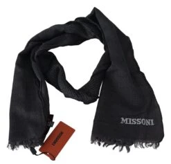 Missoni Black Wool Knit Unisex Neck Wrap Men's Scarf -Lux Lair Store 1498378