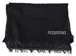 Missoni Black Wool Knit Unisex Neck Wrap Men's Scarf -Lux Lair Store 1498379