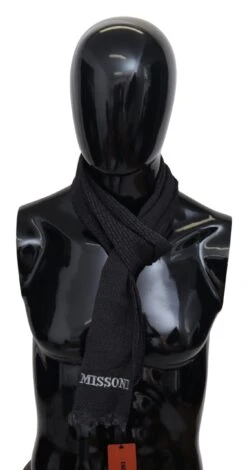 Missoni Black Wool Knit Unisex Neck Wrap Men's Scarf