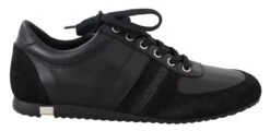 Dolce & Gabbana Black Logo Leather Casual Sneakers Men's Shoes