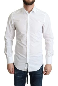Dolce & Gabbana White Cotton Long Sleeves Men Formal Men's Shirt