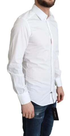 Dolce & Gabbana White Cotton Long Sleeves Men Formal Men's Shirt -Lux Lair Store 1513651
