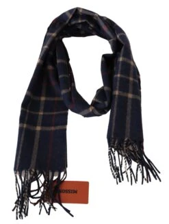 Missoni Black Checkered Unisex Neck Wrap Fringes Men's Scarf -Lux Lair Store 1516232