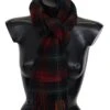Missoni Black Red Check Wool Unisex Neck Wrap Fringes Men's Scarf