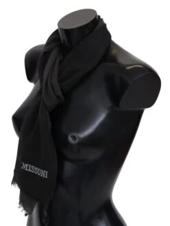 Missoni Black 100% Wool Unisex Neck Wrap Men's Scarf -Lux Lair Store 1516359