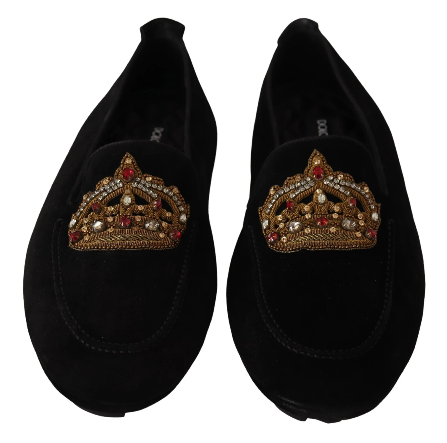 Dolce & Gabbana Black Leather Crystal Gold Crown Loafers Men's Shoes 4 Dolce & Gabbana Black Leather Crystal Gold Crown Loafers Men's Shoes - Image 2