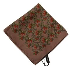 Dolce & Gabbana Brown Carrots Print Silk Men's Handkerchief -Lux Lair Store 1525476
