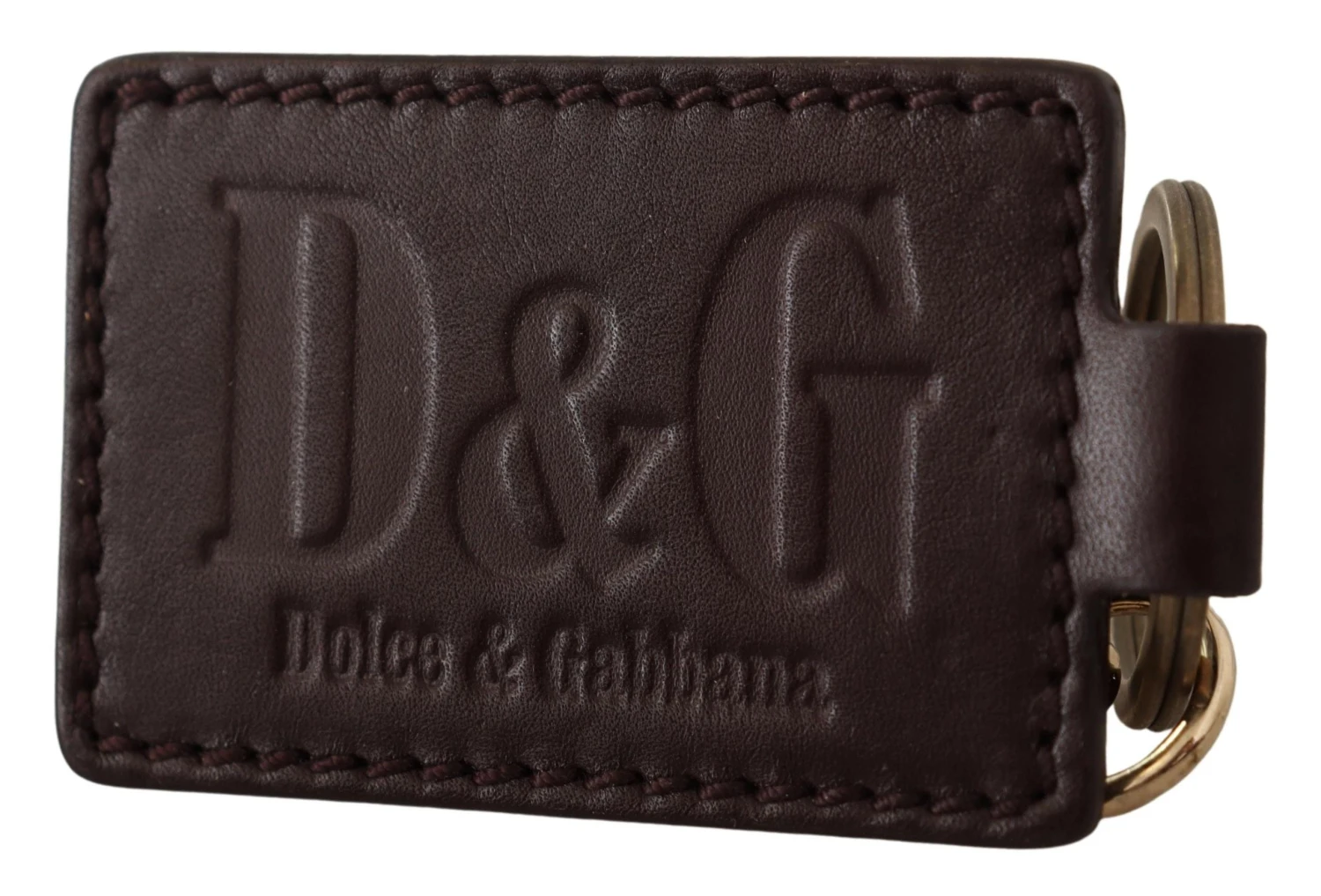 Dolce & Gabbana Brown Leather Logo Metal Ring Hook Men's Keychain 5 Dolce & Gabbana Brown Leather Logo Metal Ring Hook Men's Keychain - Image 3