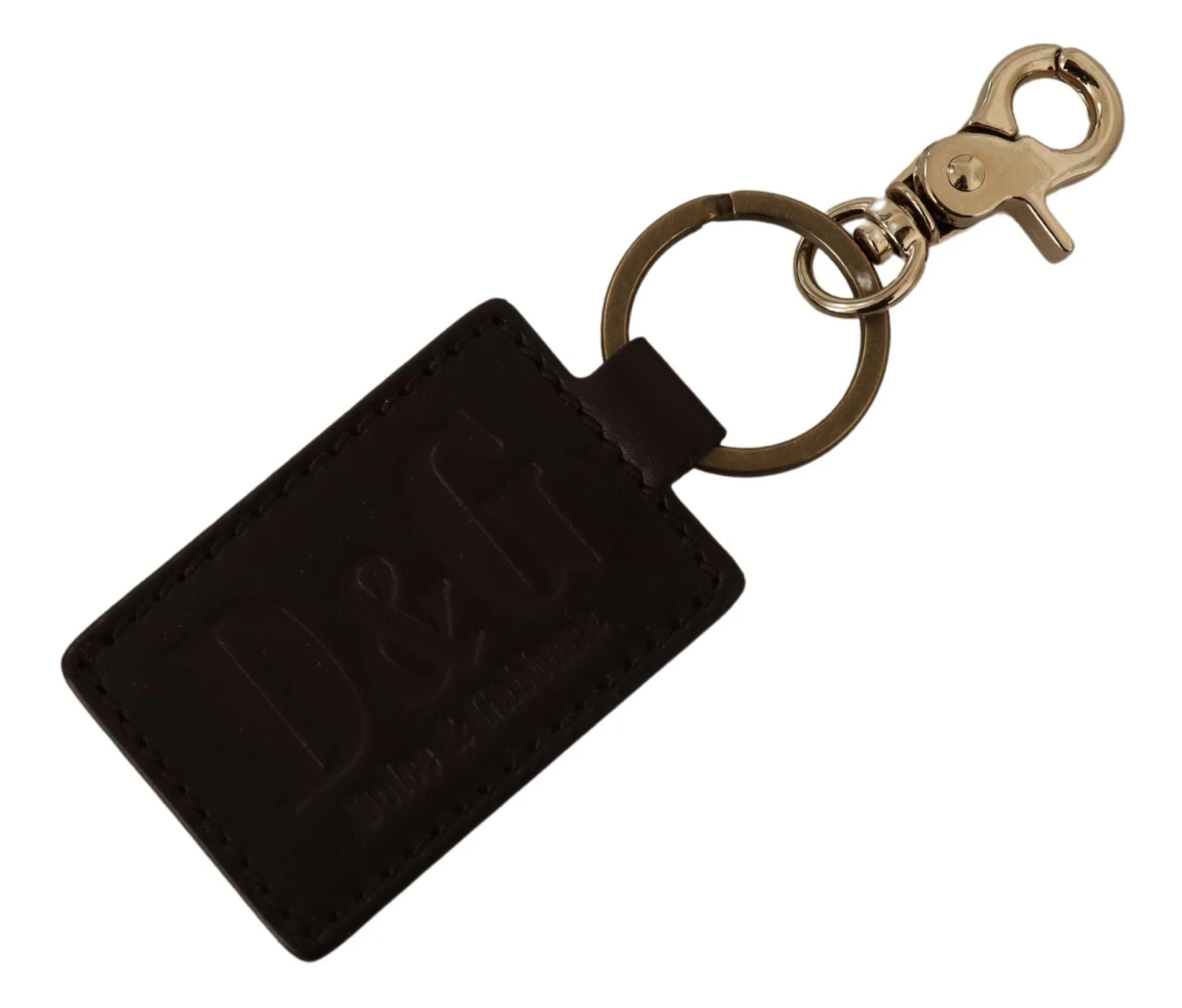 Dolce & Gabbana Brown Leather Logo Metal Ring Hook Men's Keychain 3 Dolce & Gabbana Brown Leather Logo Metal Ring Hook Men's Keychain