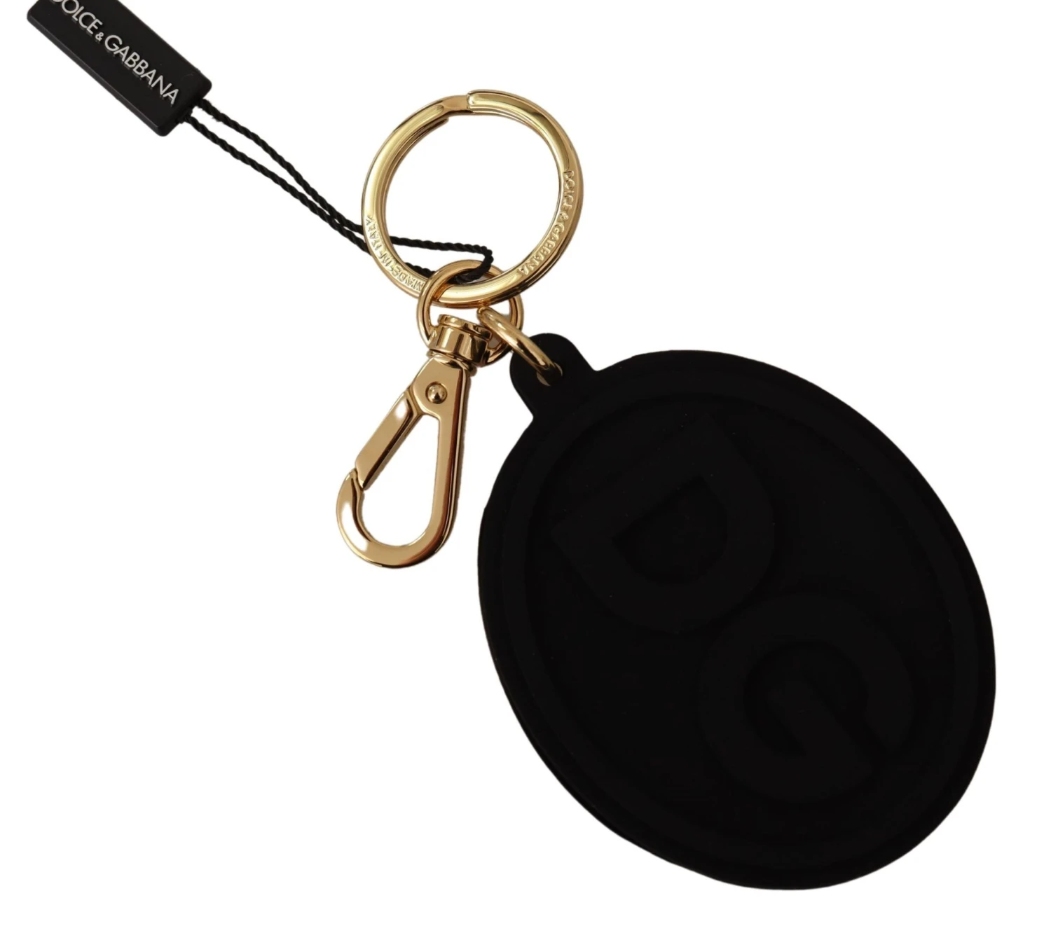 Dolce & Gabbana Black Rubber DG Logo Gold Brass Metal Keyring Men's Keychain 4 Dolce & Gabbana Black Rubber DG Logo Gold Brass Metal Keyring Men's Keychain - Image 2