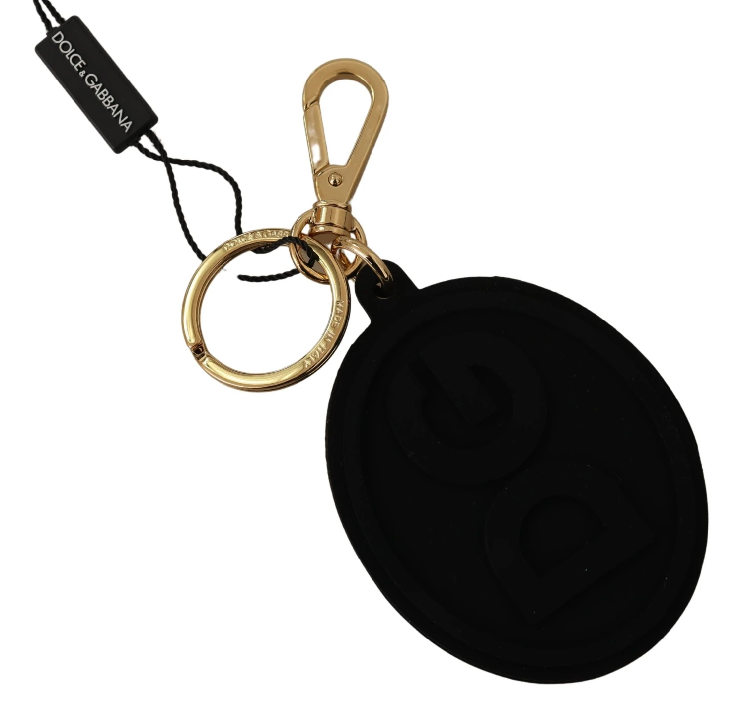 Dolce & Gabbana Black Rubber DG Logo Gold Brass Metal Keyring Men's Keychain 3 Dolce & Gabbana Black Rubber DG Logo Gold Brass Metal Keyring Men's Keychain