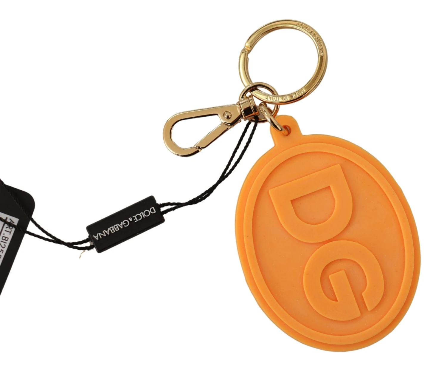 Dolce & Gabbana Orange Rubber DG Logo Gold Brass Metal Men's Keychain 4 Dolce & Gabbana Orange Rubber DG Logo Gold Brass Metal Men's Keychain - Image 2