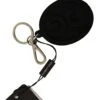 Dolce & Gabbana Black Rubber DG Logo Silver Brass Metal Men's Keychain