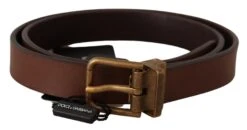 Dolce & Gabbana Brown Leather Rustic Buckle Cintura Men's Belt 7 Dolce & Gabbana Brown Leather Rustic Buckle Cintura Men's Belt -Lux Lair Store 1533381