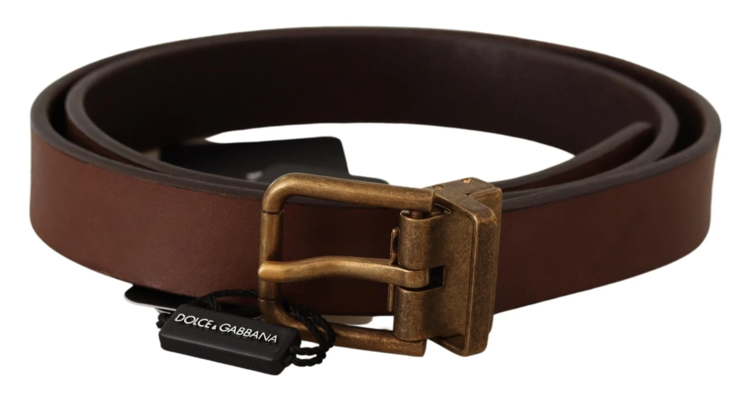 Dolce & Gabbana Brown Leather Rustic Buckle Cintura Men's Belt 5 Dolce & Gabbana Brown Leather Rustic Buckle Cintura Men's Belt - Image 3