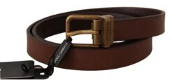 Dolce & Gabbana Brown Leather Rustic Buckle Cintura Men's Belt