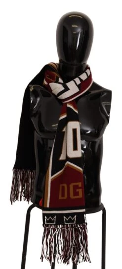 Dolce & Gabbana Multicolor Wool Knit DG King Shawl Wrap Men's Scarf -Lux Lair Store 1534248