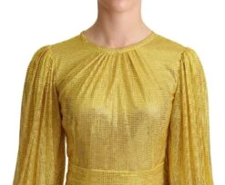Dolce & Gabbana Yellow Crystal Mesh Pleated Maxi Women's Dress 9 Dolce & Gabbana Yellow Crystal Mesh Pleated Maxi Women's Dress -Lux Lair Store 1536409