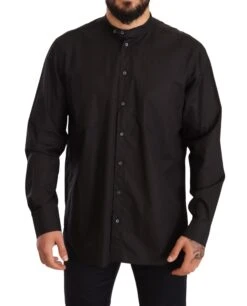 Dolce & Gabbana Black 100% Cotton Formal Dress Top Men's Shirt