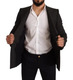 Dolce & Gabbana Black White Striped Slim Fit Coat Men's Blazer -Lux Lair Store 1539952