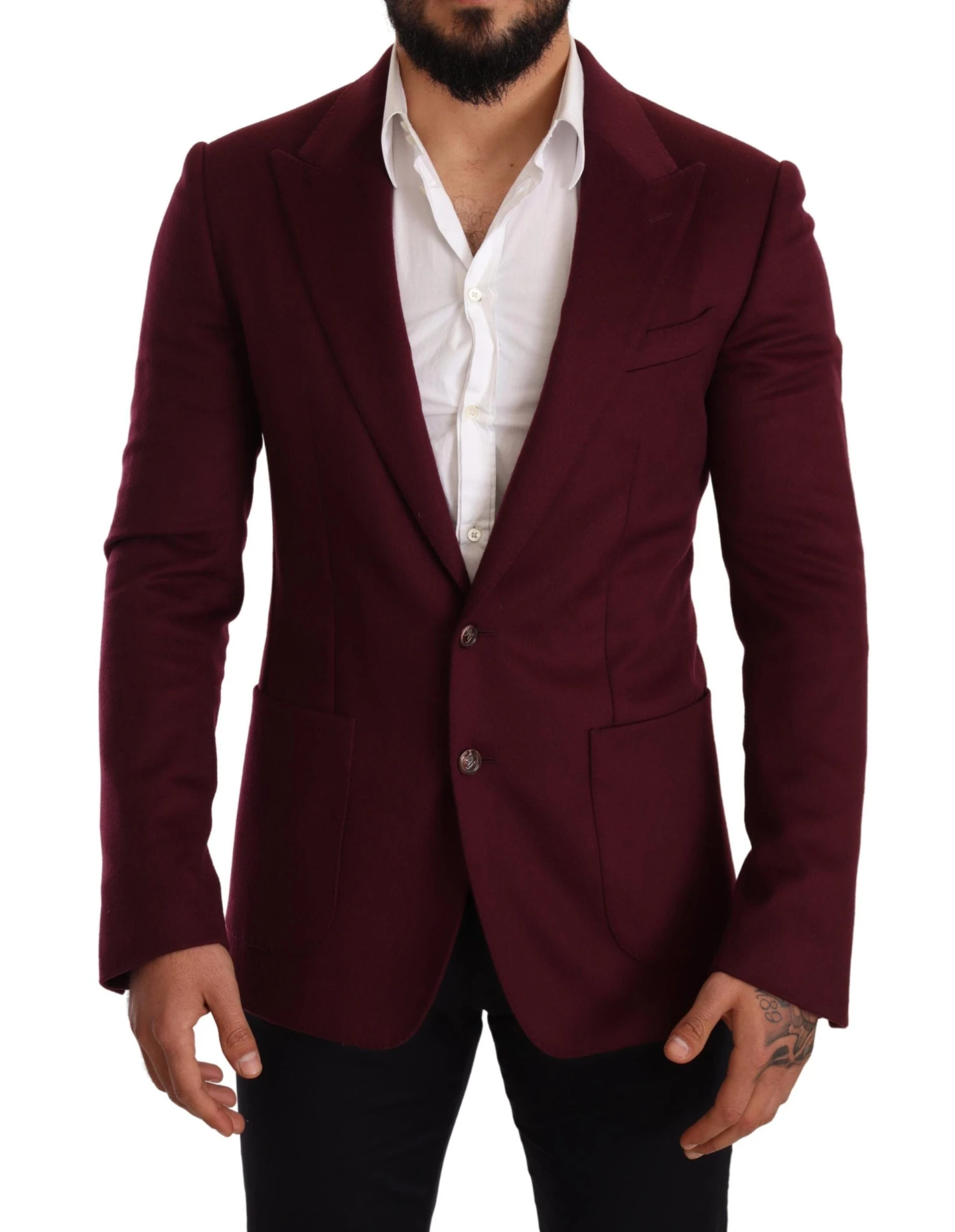 Dolce & Gabbana Maroon Cashmere Slim Fit Coat Jacket Men's Blazer 3 Dolce & Gabbana Maroon Cashmere Slim Fit Coat Jacket Men's Blazer