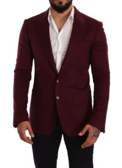 Dolce & Gabbana Maroon Cashmere Slim Fit Coat Jacket Men's Blazer 12 Dolce & Gabbana Maroon Cashmere Slim Fit Coat Jacket Men's Blazer -Lux Lair Store 1539986
