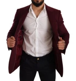 Dolce & Gabbana Maroon Cashmere Slim Fit Coat Jacket Men's Blazer 13 Dolce & Gabbana Maroon Cashmere Slim Fit Coat Jacket Men's Blazer -Lux Lair Store 1539987