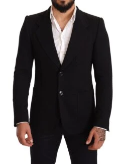 Dolce & Gabbana Black Cotton Slim Fit Coat Jacket Men's Blazer