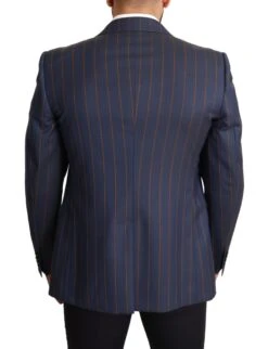 Dolce & Gabbana Blue Striped Wool Slim Fit Blazer Men's Jacket -Lux Lair Store 1540132