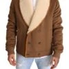 Dolce & Gabbana Brown Double Breasted Shearling Coat Men's Jacket -Lux Lair Store 1540314