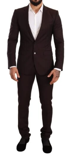 Dolce & Gabbana Bordeaux Wool MARTINI Slim Fit Men's Suit