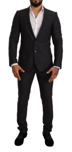 Dolce & Gabbana Gray Wool MARTINI Slim Fit Set Men's Suit