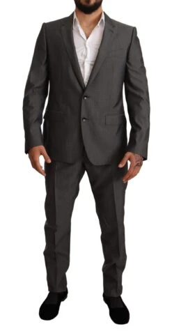 Dolce & Gabbana Gray Metallic MARTINI Slim Fit Set Men's Suit