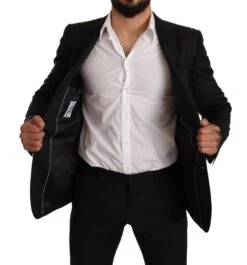 Dolce & Gabbana Black Check MARTINI SLIM FIT 2 Piece Men's Suit -Lux Lair Store 1542462