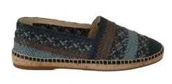 Dolce & Gabbana Blue Gray Slip On Buffalo Espadrille Men's Shoes