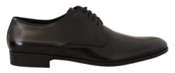 Dolce & Gabbana Black Leather Lace Up Men Dress Derby Men's Shoes