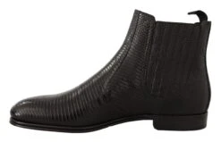 Dolce & Gabbana Black Leather Lizard Skin Ankle Men's Boots -Lux Lair Store 1554216
