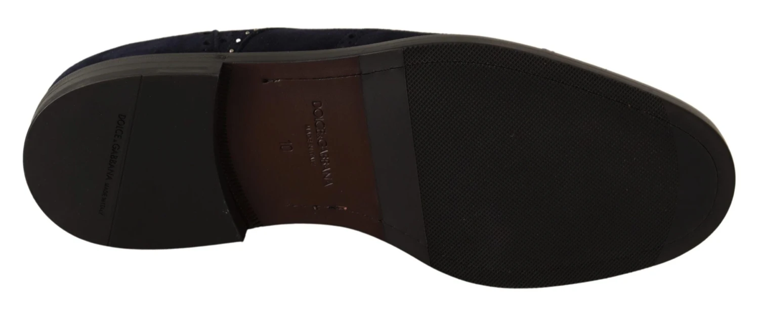 Dolce & Gabbana Blue Suede Leather Derby Studded Men's Shoes 5 Dolce & Gabbana Blue Suede Leather Derby Studded Men's Shoes - Image 3