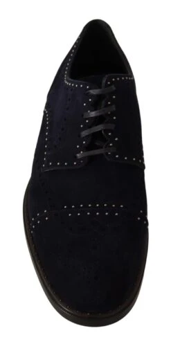 Dolce & Gabbana Blue Suede Leather Derby Studded Men's Shoes 11 Dolce & Gabbana Blue Suede Leather Derby Studded Men's Shoes -Lux Lair Store 1554328