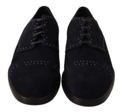 Dolce & Gabbana Blue Suede Leather Derby Studded Men's Shoes 12 Dolce & Gabbana Blue Suede Leather Derby Studded Men's Shoes -Lux Lair Store 1554329