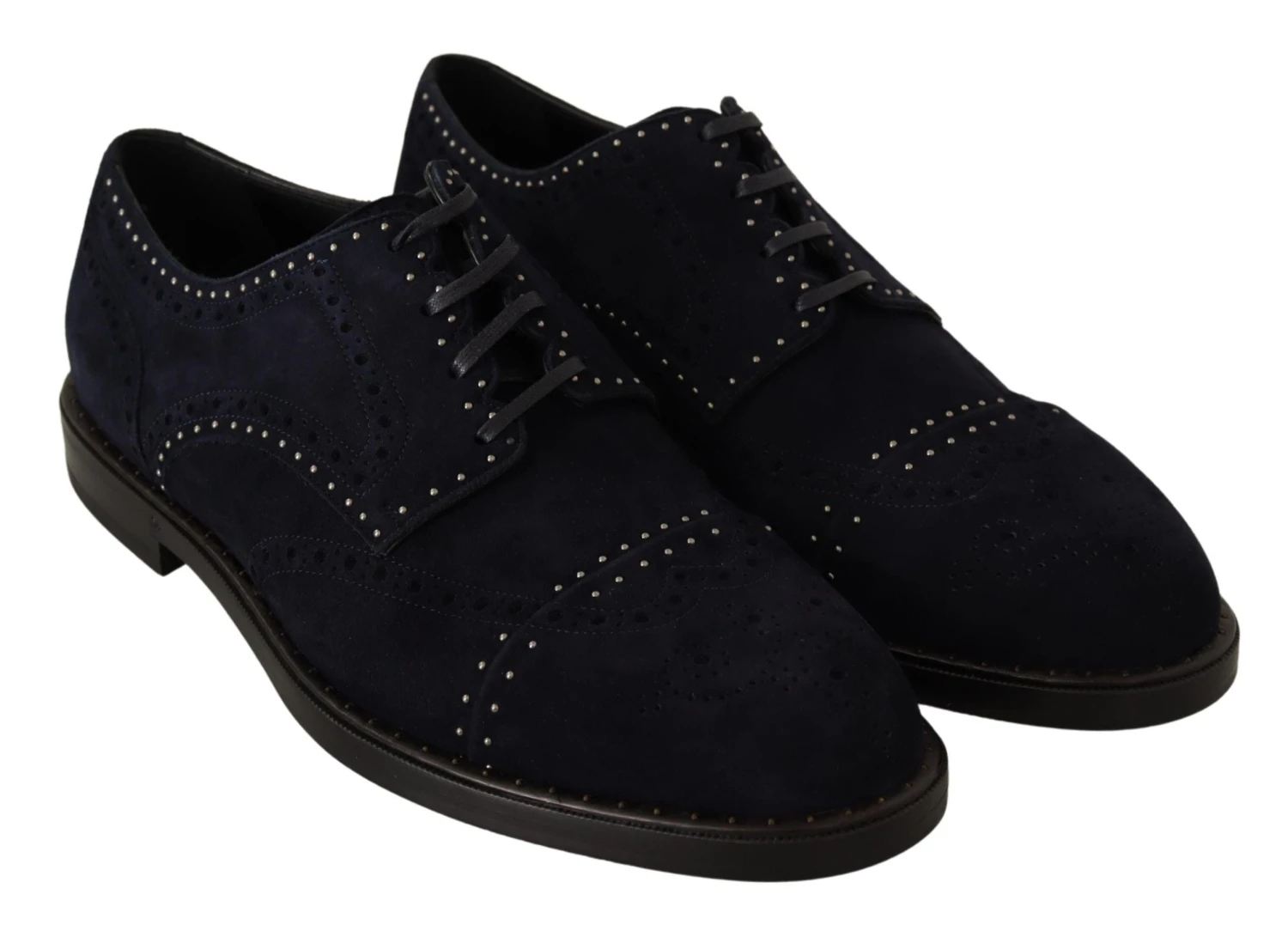 Dolce & Gabbana Blue Suede Leather Derby Studded Men's Shoes 8 Dolce & Gabbana Blue Suede Leather Derby Studded Men's Shoes - Image 6