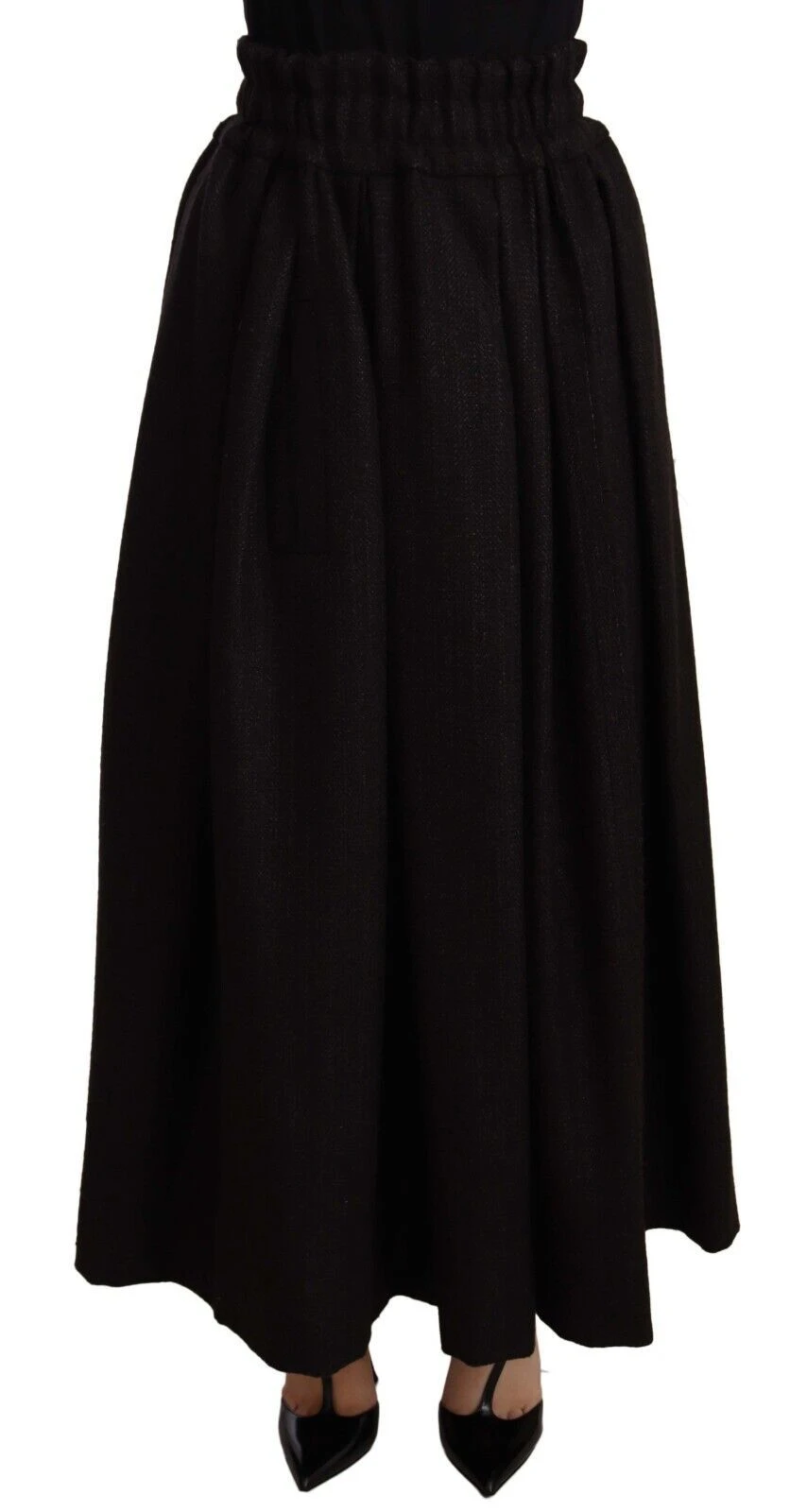 Dolce & Gabbana Black Wool High Waist Maxi PIECE Women's Skirt 3 Dolce & Gabbana Black Wool High Waist Maxi PIECE Women's Skirt